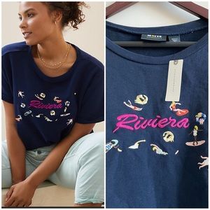 Maeve Beachy Embroidered Sweatshirt Tee